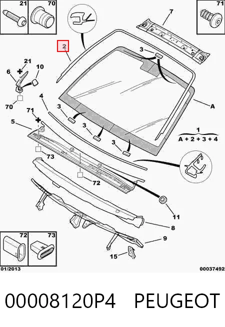 GS2010P120X Icor Уплотнитель лобового стекла верхний