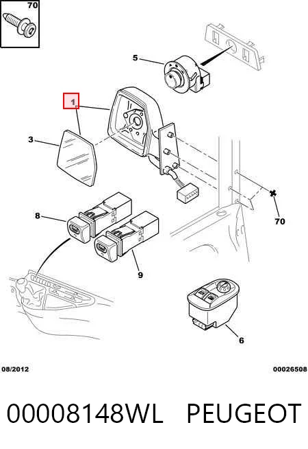 Зеркало заднего вида, левое Fiat Scudo фургон (220L) (1996 - 2006) цена, от 49.84 USD