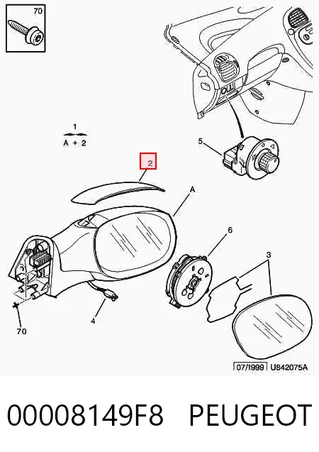 Зеркало заднего вида правое на Citroen Xsara Picasso N68