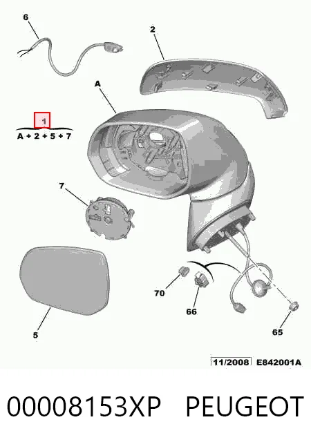 Зеркало заднего вида правое на Citroen C3 Picasso SH