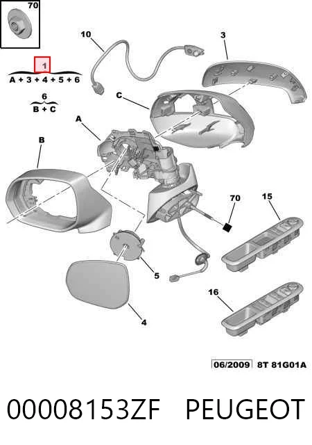  Правое зеркало Peugeot 5008 1