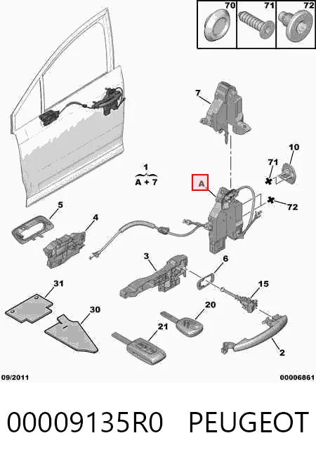 Замок двери водителя на Citroen C4 I LC