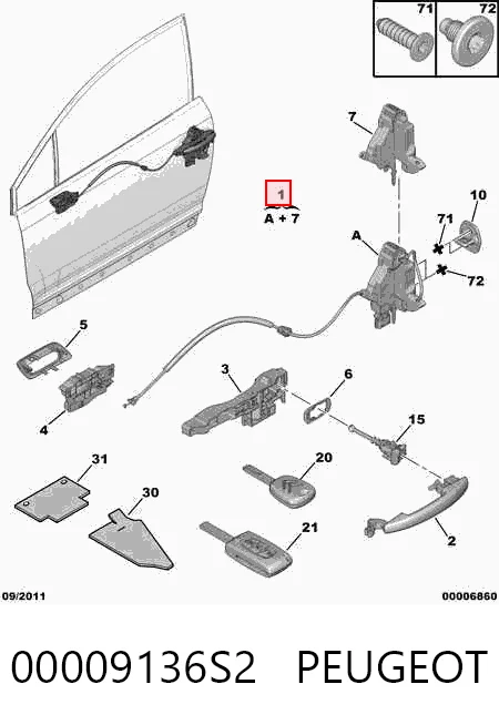 Внутренний дверной замок на Citroen C4 I LC