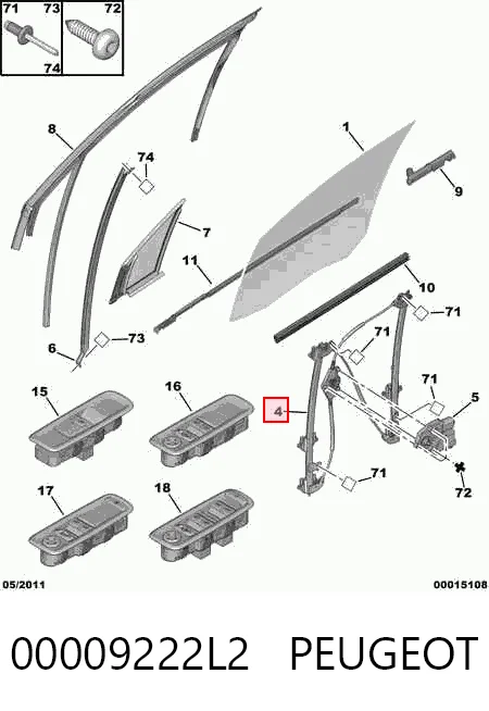 Механизм подъема стекол на Citroen C8  EA, EB