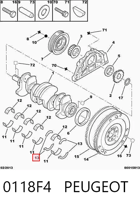 Полукольцо упорное (разбега) коленвала, STD, комплект NE/NPR 6237810000