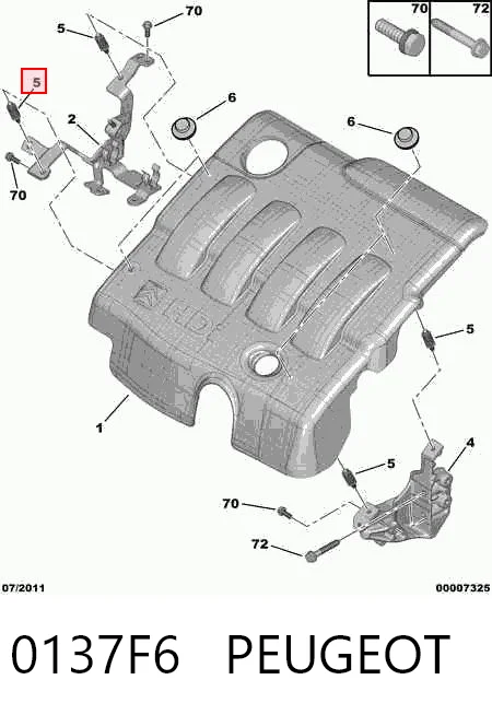 0137F6 Peugeot/Citroen Подушка декоративной крышки мотора