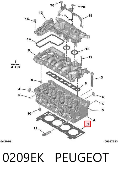 Прокладка головки блока цилиндров Jaguar C2S43974