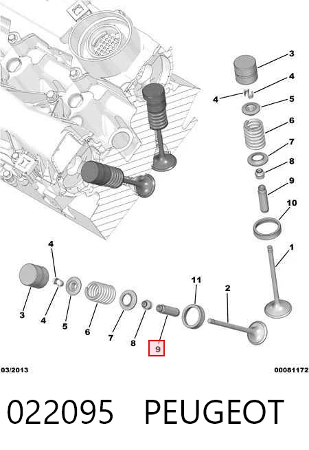Направляющая втулка клапана на Peugeot 206  2D