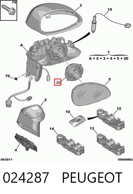Зеркало заднего вида, левое FPS 2008M57 цена, от 9.02 USD