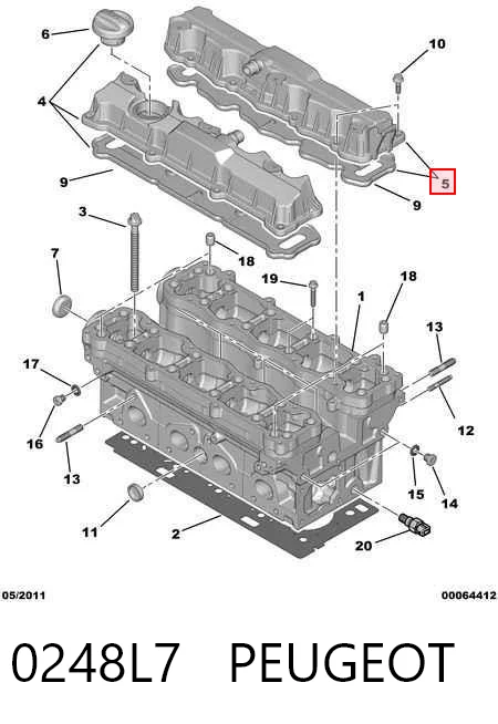 0248L7 Peugeot/Citroen Крышка клапанная правая