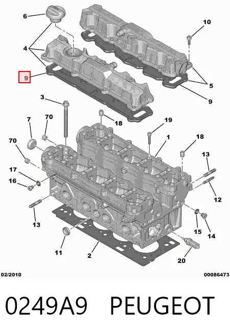 0249A9 Peugeot/Citroen Прокладка крышки клапана