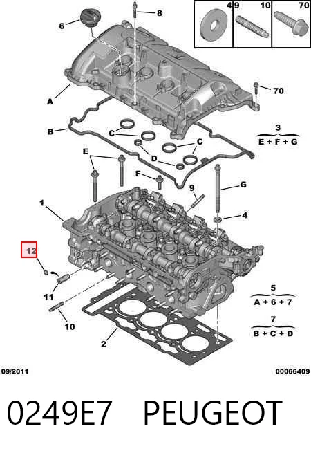 0249E7 Peugeot/Citroen Прокладка клапанной крышки двигателя внутренняя