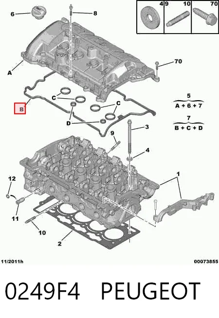 0249F4 Peugeot/Citroen Прокладка крышки клапана
