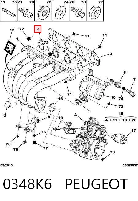  Прокладка впускного коллектора на Peugeot 406  8B