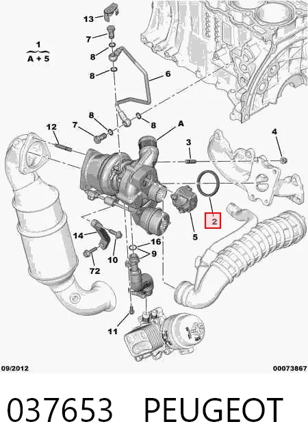 037653 Peugeot/Citroen Прокладка турбины выхлопных газов, впуск