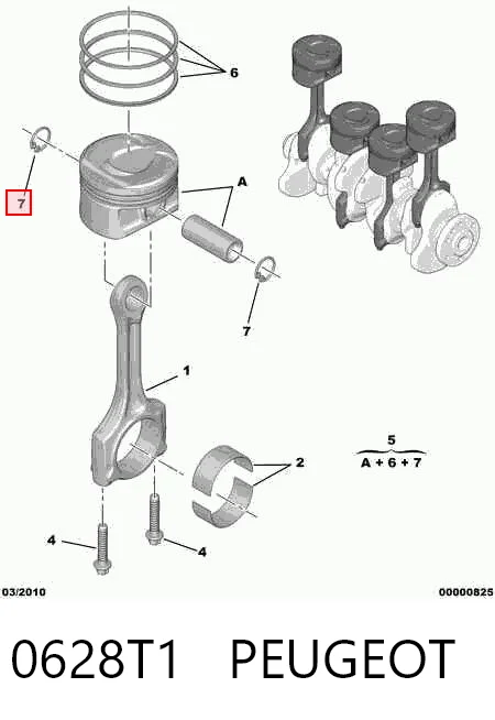0628T1 Peugeot/Citroen Поршень в комплекте на 1 цилиндр, STD