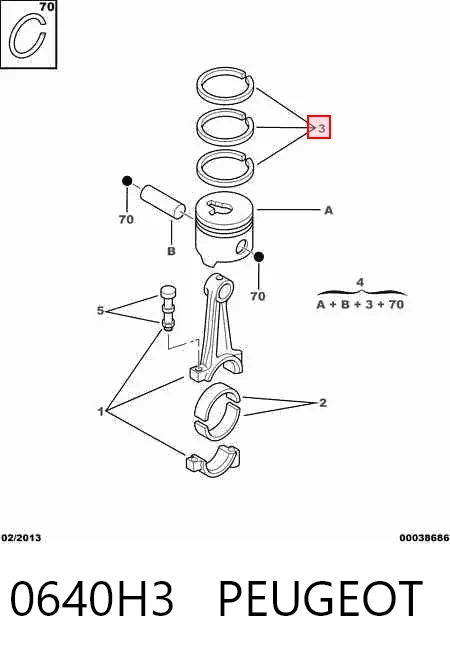 0640H3 Peugeot/Citroen Поршневые кольца на 1 цилиндр, STD