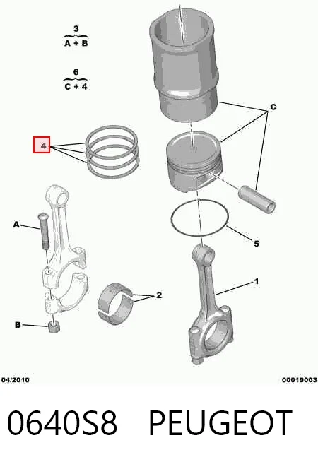 Комплект поршневых колец на 1 цилиндр, стандарт 793760004 SM