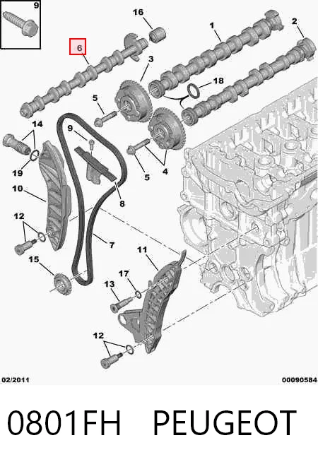 0801FH Peugeot/Citroen Распредвал двигателя, впускной