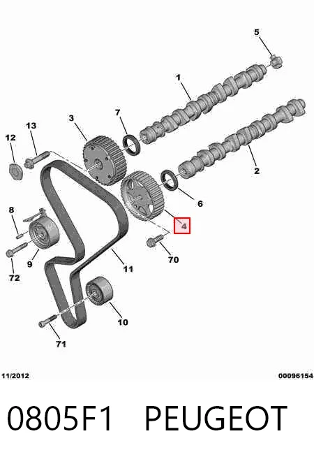 0805F1 Peugeot/Citroen Звездочка-шестерня распредвала двигателя, выпускного