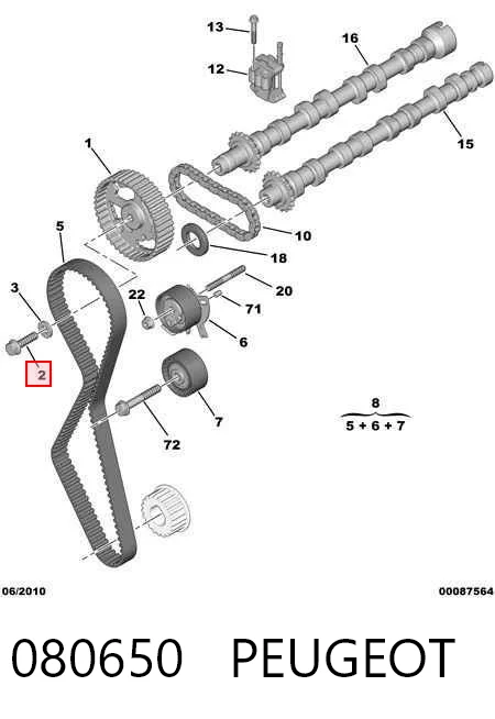 080650 Peugeot/Citroen Болт шестерни распредвала