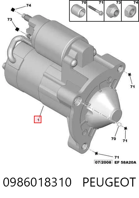 0986018310 Peugeot/Citroen Стартер автомобиля