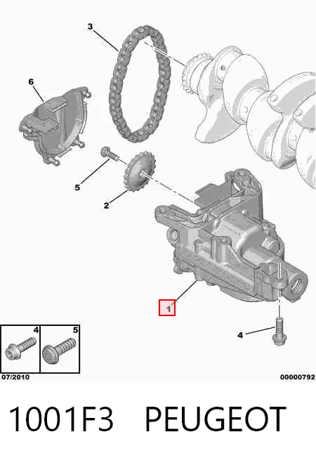 1001F3 Peugeot/Citroen Масляный насос двигателя