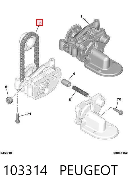 103314 Peugeot/Citroen Цепь привода маслянного насоса