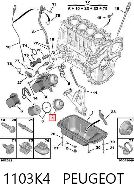 1103K4 Peugeot/Citroen Крышка масляного фильтра