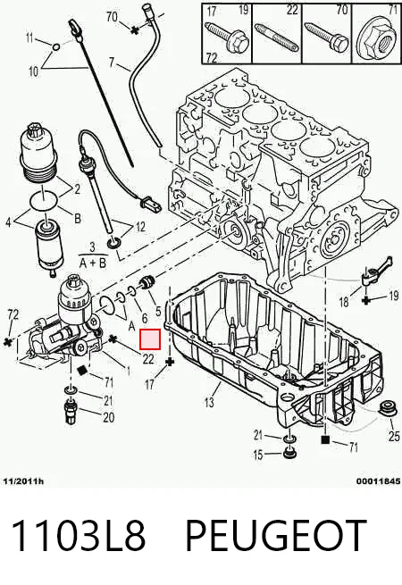 1103L8 Peugeot/Citroen Прокладка масляного фильтра