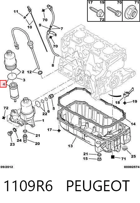 1109R6 Peugeot/Citroen Масляный фильтр двигателя