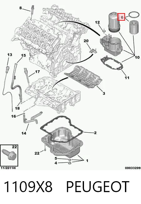Фильтр масляный PEUGEOT 1109X8