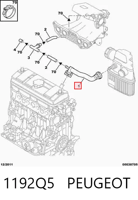 1192Q5 Peugeot/Citroen Шланг для удаления воздуха