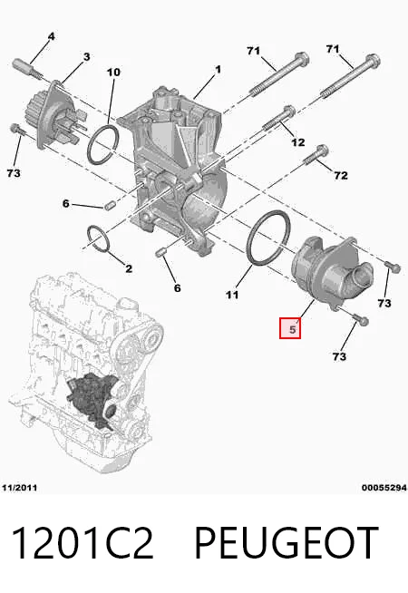 1201C2 Peugeot/Citroen Тройник системы охлаждения