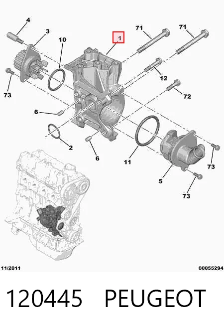 120445 Peugeot/Citroen Помпа водяная, (насос) охлаждения, корпус