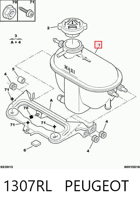 Расширительный бачок охлаждения на Peugeot 306  7A