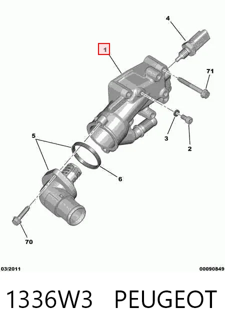 1336W3 Peugeot/Citroen Корпус термостата в сборе