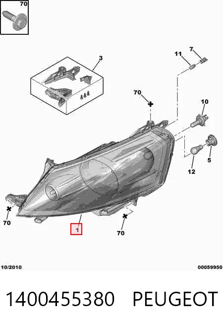  Правая фара Peugeot Expert 