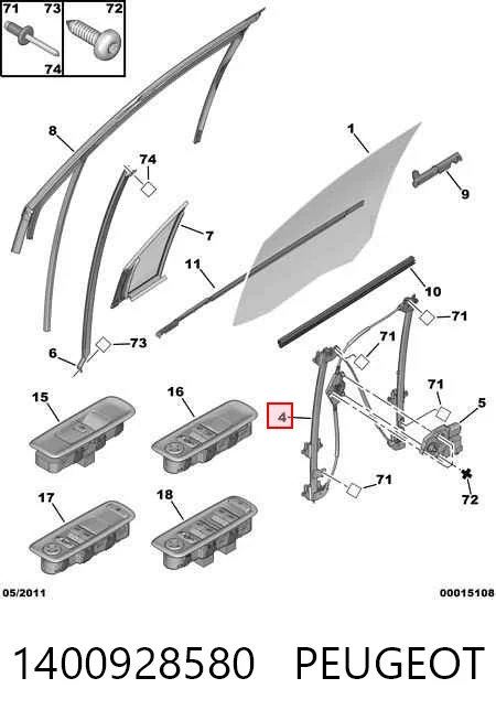 Стеклоподъемник передней правой двери Citroen C8 минивэн (EA, EB) (2002 - 2008) цена, от 30.68 USD