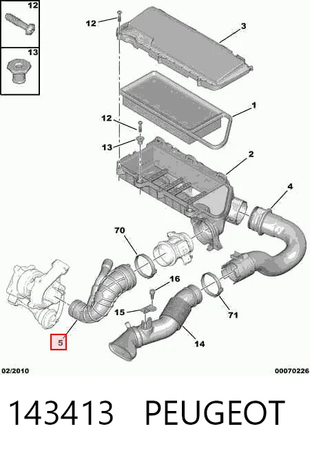 143413 Peugeot/Citroen Воздушный патрубок расходомера