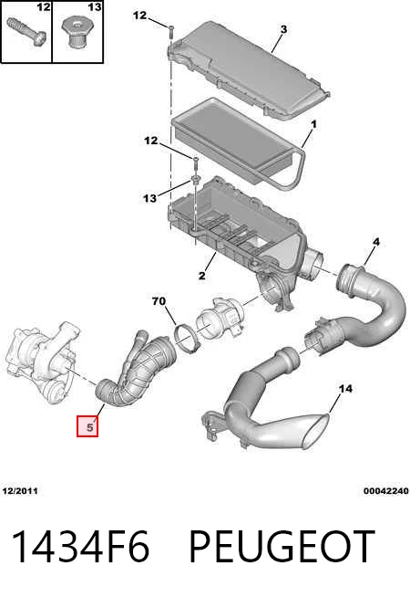 1434F6 Peugeot/Citroen Воздушный патрубок расходомера