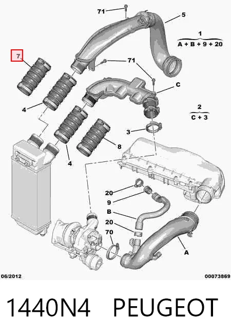 1440N4 Peugeot/Citroen Патрубок интеркуллера