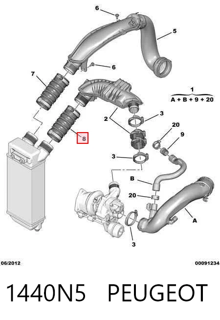 1440N5 Peugeot/Citroen Патрубок интеркуллера