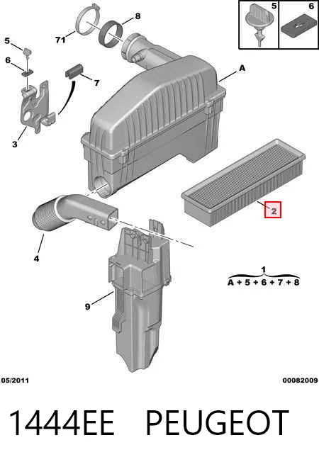 1444EE Peugeot/Citroen Воздушный фильтр двигателя