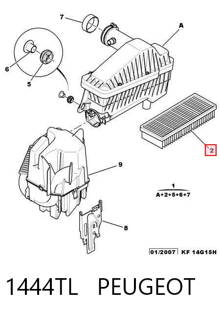 1444TL Peugeot/Citroen Воздушный фильтр двигателя