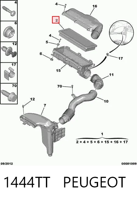 1444TT Peugeot/Citroen Воздушный фильтр двигателя