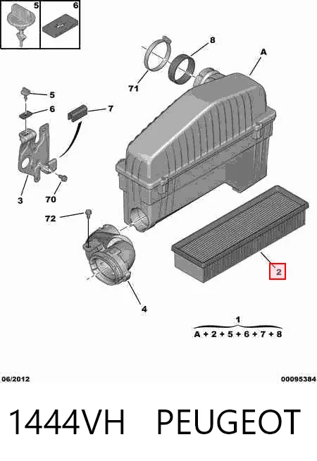1444VH Peugeot/Citroen Воздушный фильтр двигателя