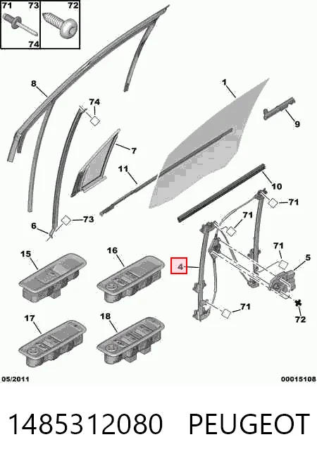 Механизм стеклоподъемника передней левой двери на Citroen C8  EA, EB