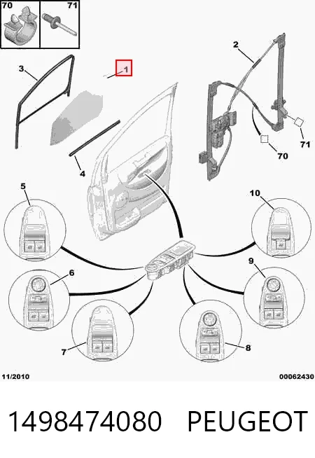 SU001A2410 Toyota Стекло передней двери, правой