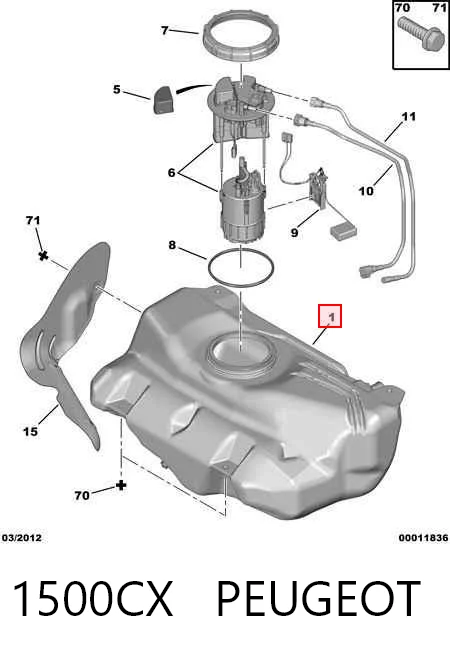 Бак топливный на Citroen C1 I PM, PN